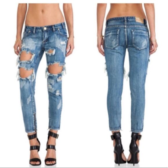 One BY ONE TEASPOON Trashed Free bird Jeans Size 27 - Picture 1 of 12